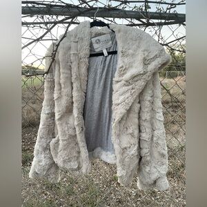 Faux Fur Tiny by Anthropologie button-clasp Coat with Hood